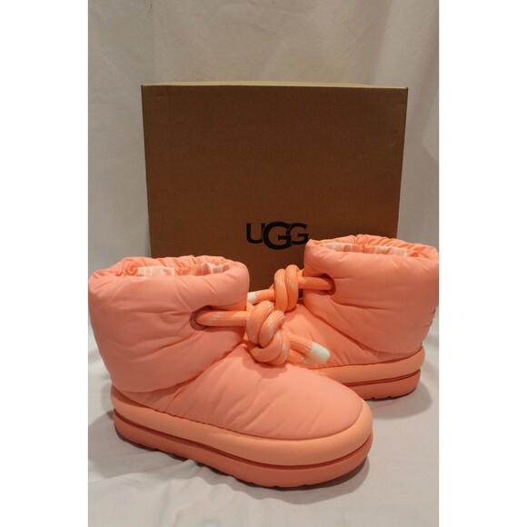 NIB Women's UGG Classic Maxi Puffer Tie Short Boots Coral US 8 EU 39 - Picture 3 of 8